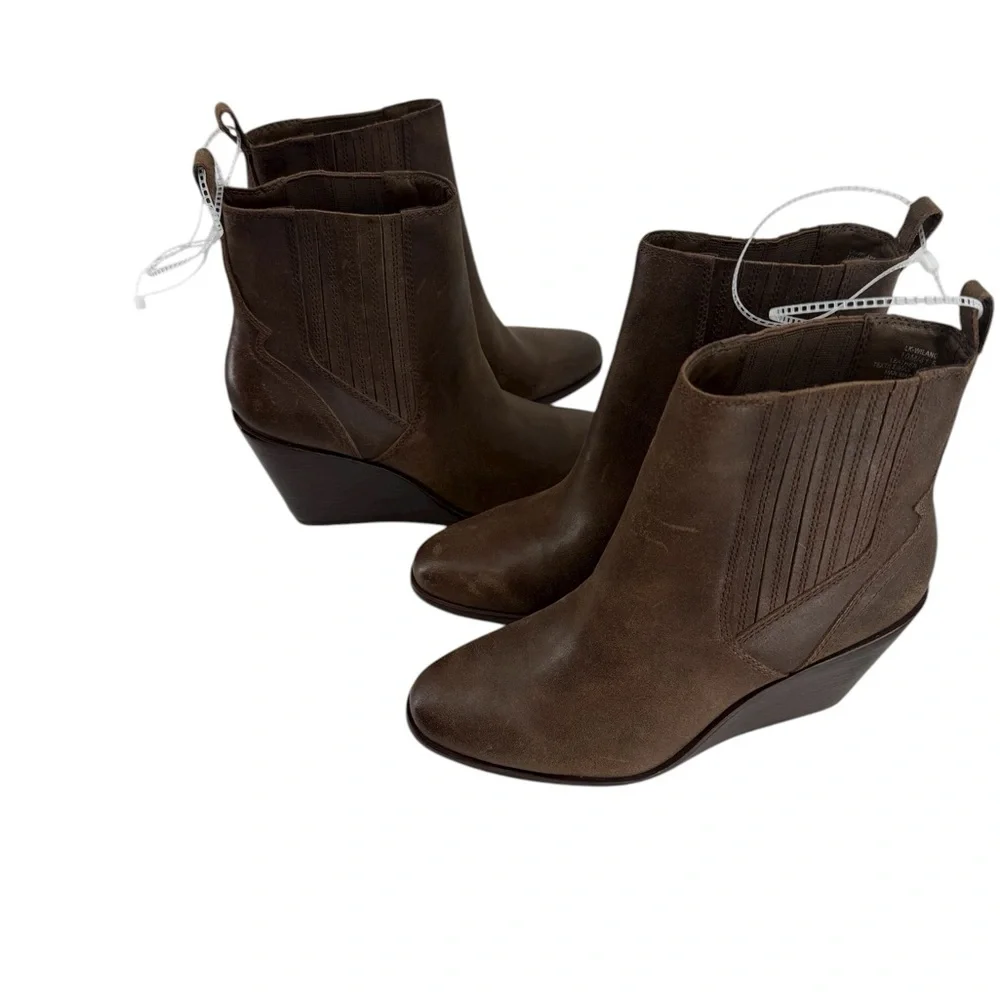 Lucky Brand Wilano Brown Distressed Suede Slip On Wedge NWOB Size 10